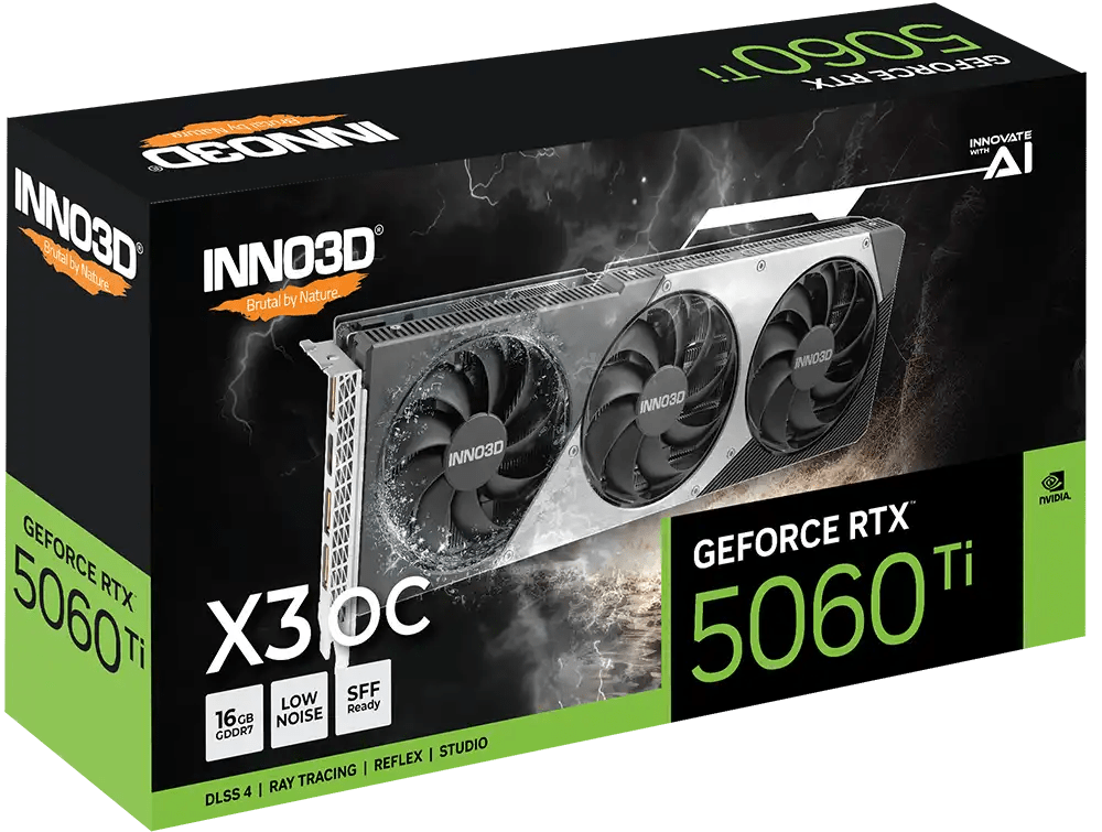 INNO3D GeForce RTX™ 5060 Ti 16GB X3 OC Graphic Card | N506T3 - 16D7X - 191073L - 8886307700704 - Vektra Computers LLC INNO3D GeForce RTX™ 5060 Ti 16GB X3 OC Graphic Card | N506T3 - 16D7X - 191073L - 8886307700704 - Vektra Computers LLC